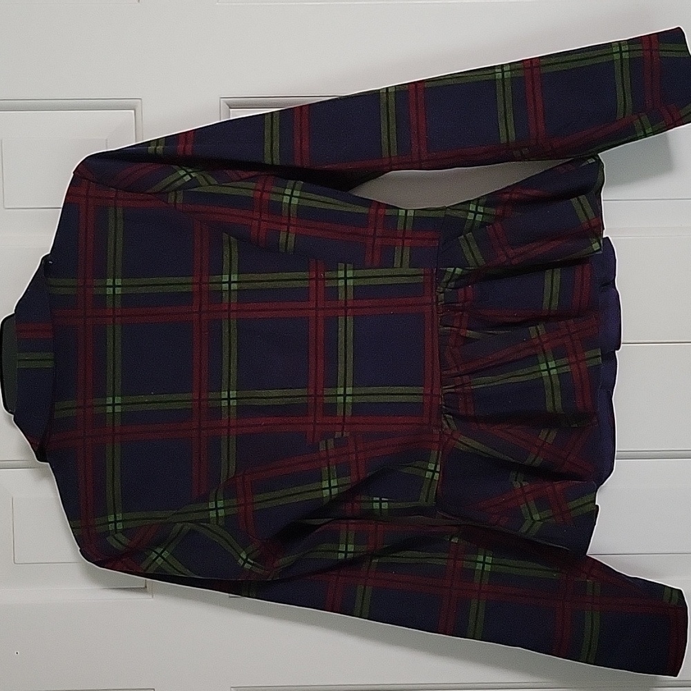 Modcloth X Collectif Tartan Plaid Peplum Blazer Sz Xxs Blue Green Red - Picture 2 of 5